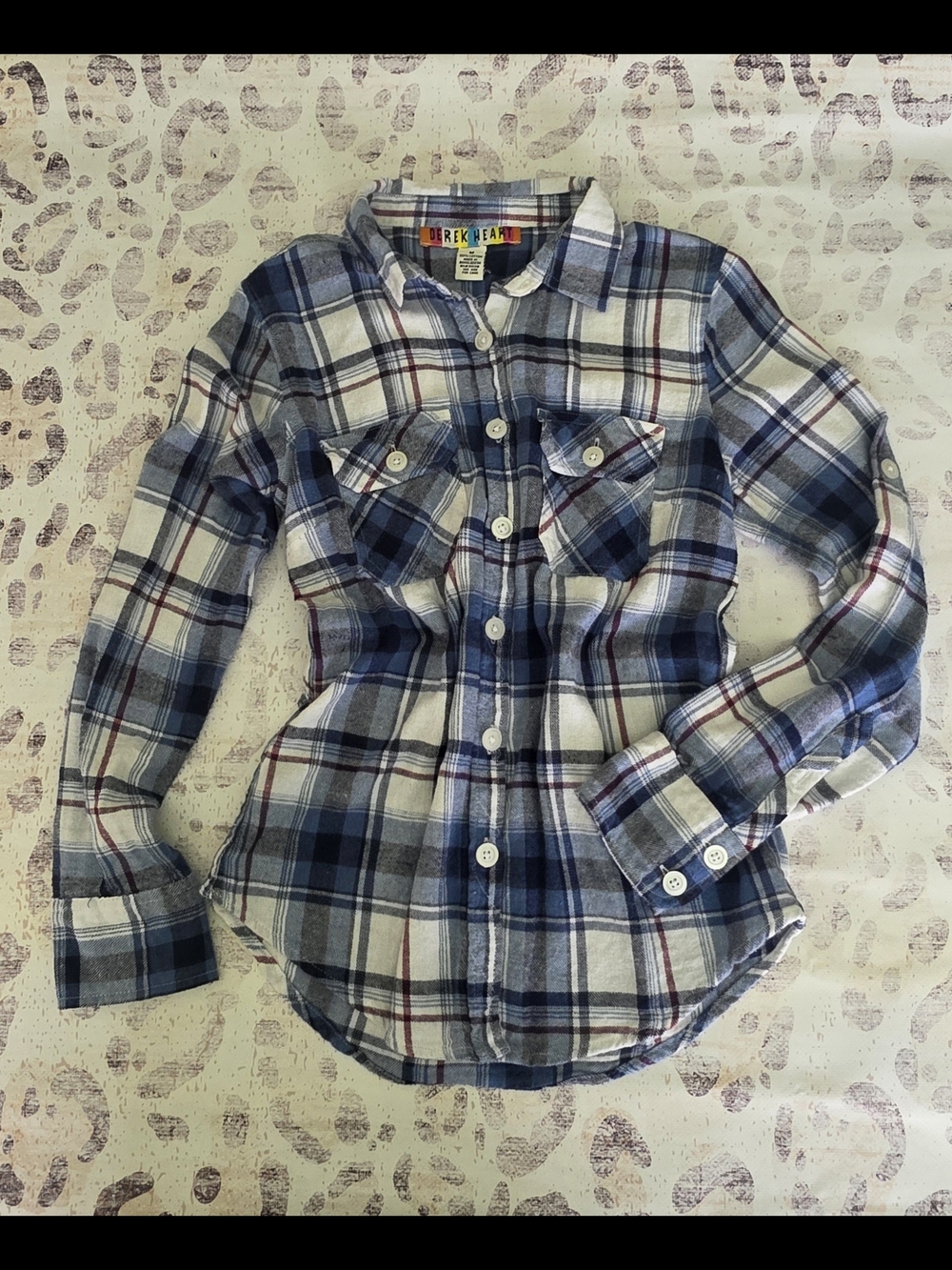 Derek Heart Blue and White Plaid Button-Down Shirt